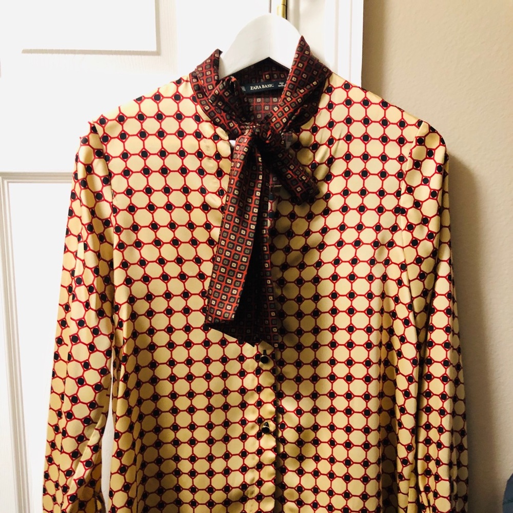 Zara silk top with bow